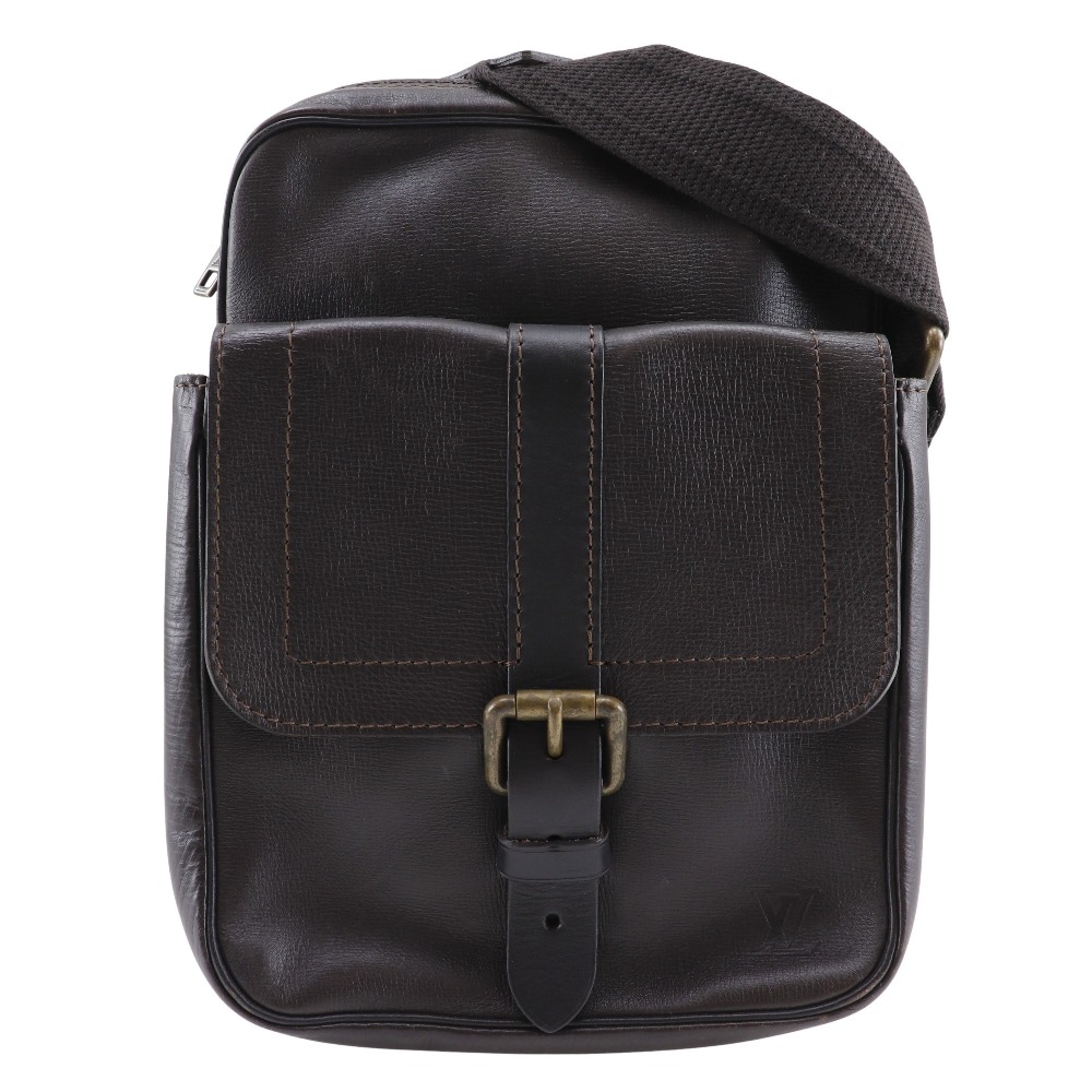 イロクワ ユタ M92534 ショルダーバッグ レザー カフェ 茶 TH1047 メンズ 中古品