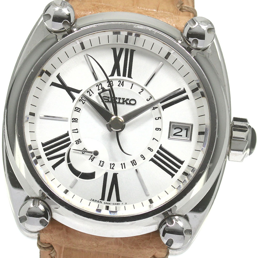 セイコー SEIKO SBLA035/5R66-0AC1 ガランテ GMT パワーリザーブ スプリングドライブ メンズ 箱付き_861591【中古】