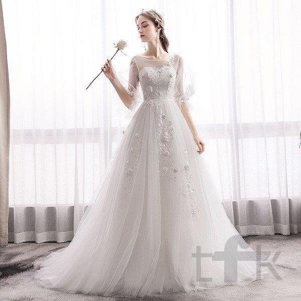 100％の保証ウェディングドレス ウェディングドレス白 パーティードレス トレーンライン 花嫁ロングドレス 簡約 結婚式 露背 二次会 エレガント レース お呼ばれ 挙式の通販なら公式サイト