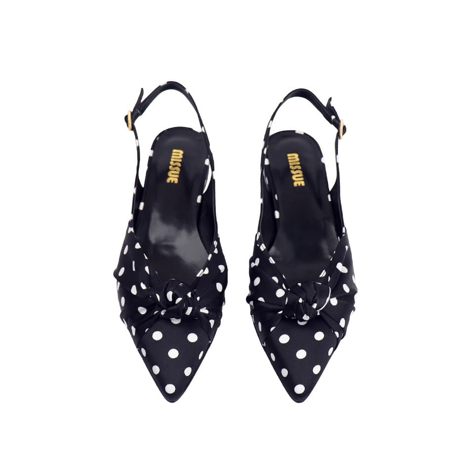 Vラインフラットスリングバックシューズ[ドット]