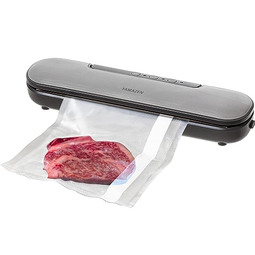 [山善] 真空パック機 フードシーラー 真空機 家庭用 専用保存袋10枚付き 食品保存 密封保存 冷凍 冷蔵 55kPa スリム YVE-095(H)
