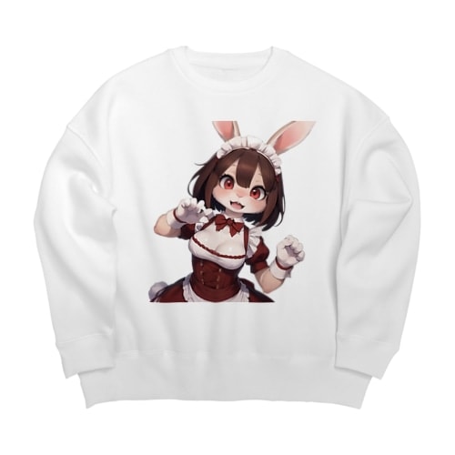 【文字入れ可能受注生産】ウサギの女の子　メイド　ケモナー　いっしょにあそぼ ビッグシルエットスウェット