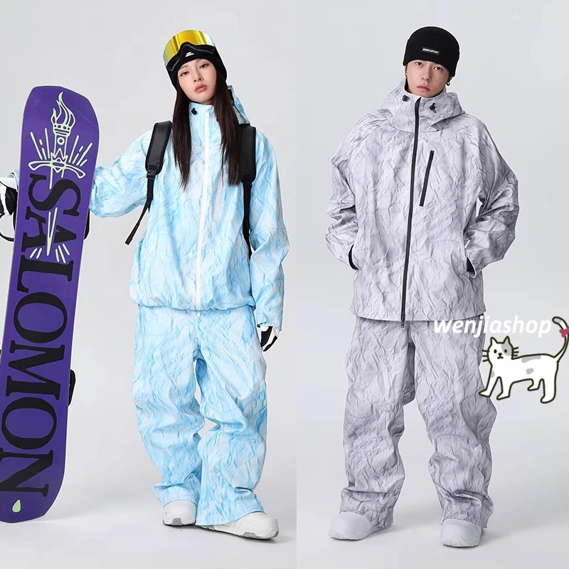 スノーボードウェア 2024 2025 上下セット メンズ レディース デニム ゆったり アウター ジャケット パンツズボン セットアップ ウィンタースポーツ韓国風防水 スキーウェア スノボウェア