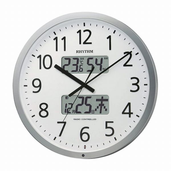 取寄品 正規品 RHYTHM リズム時計 4FN403SR19 プログラムチャイム時計 プログラムカレンダー403SR アナデジ表示 掛け時計
