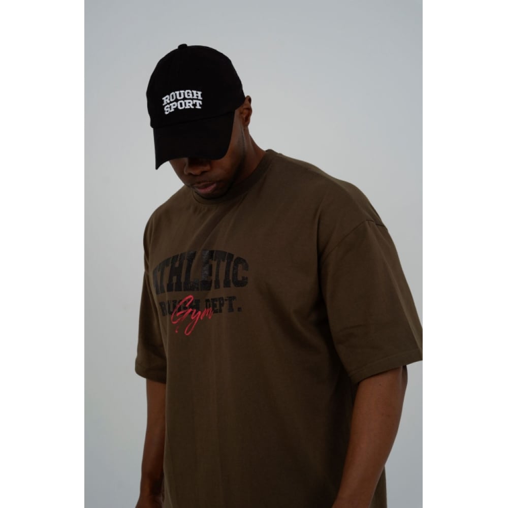 ラフアスレチックビンテージジムロゴTシャツ-カーキ