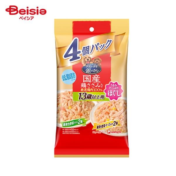 ドッグフード ユニ・チャーム グランデリ銀のさら パウチ ほぐし13歳 バラエティ 80g×4×16 ウェットフード 缶詰 缶詰 ペット