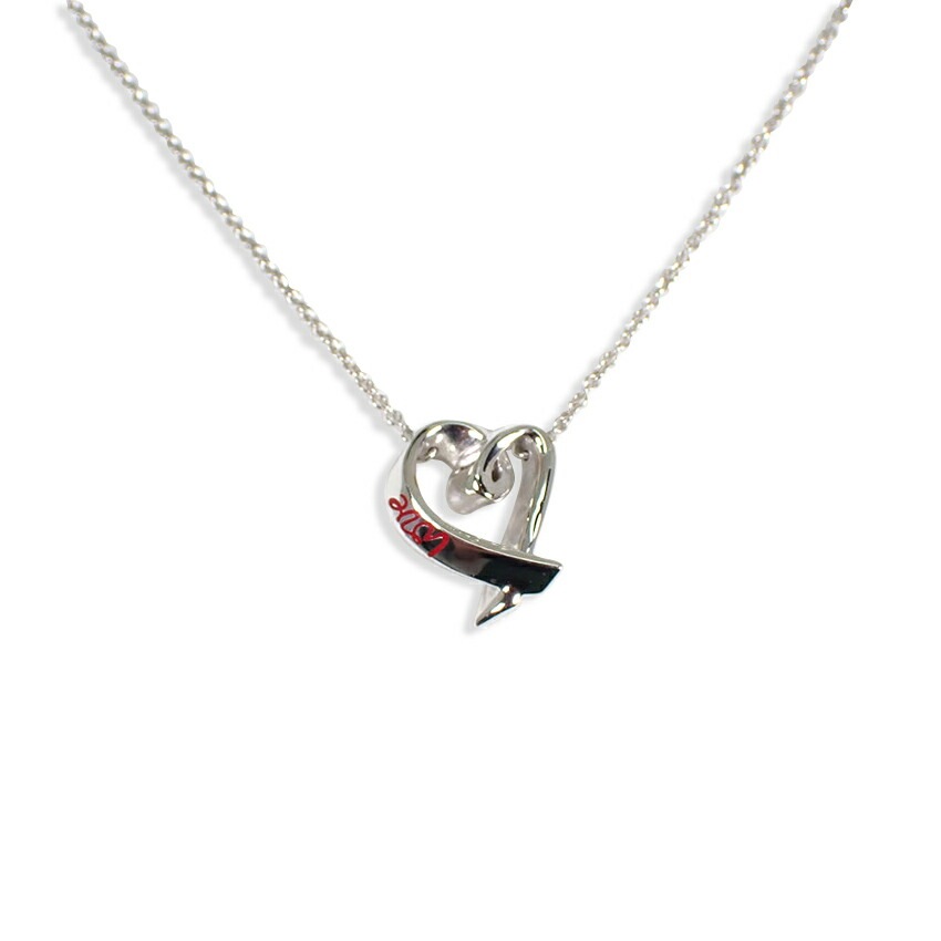 【中古】TIFFANY/ティファニー 925 Love ラビングハート ペンダント/ネックレス[g349-55］