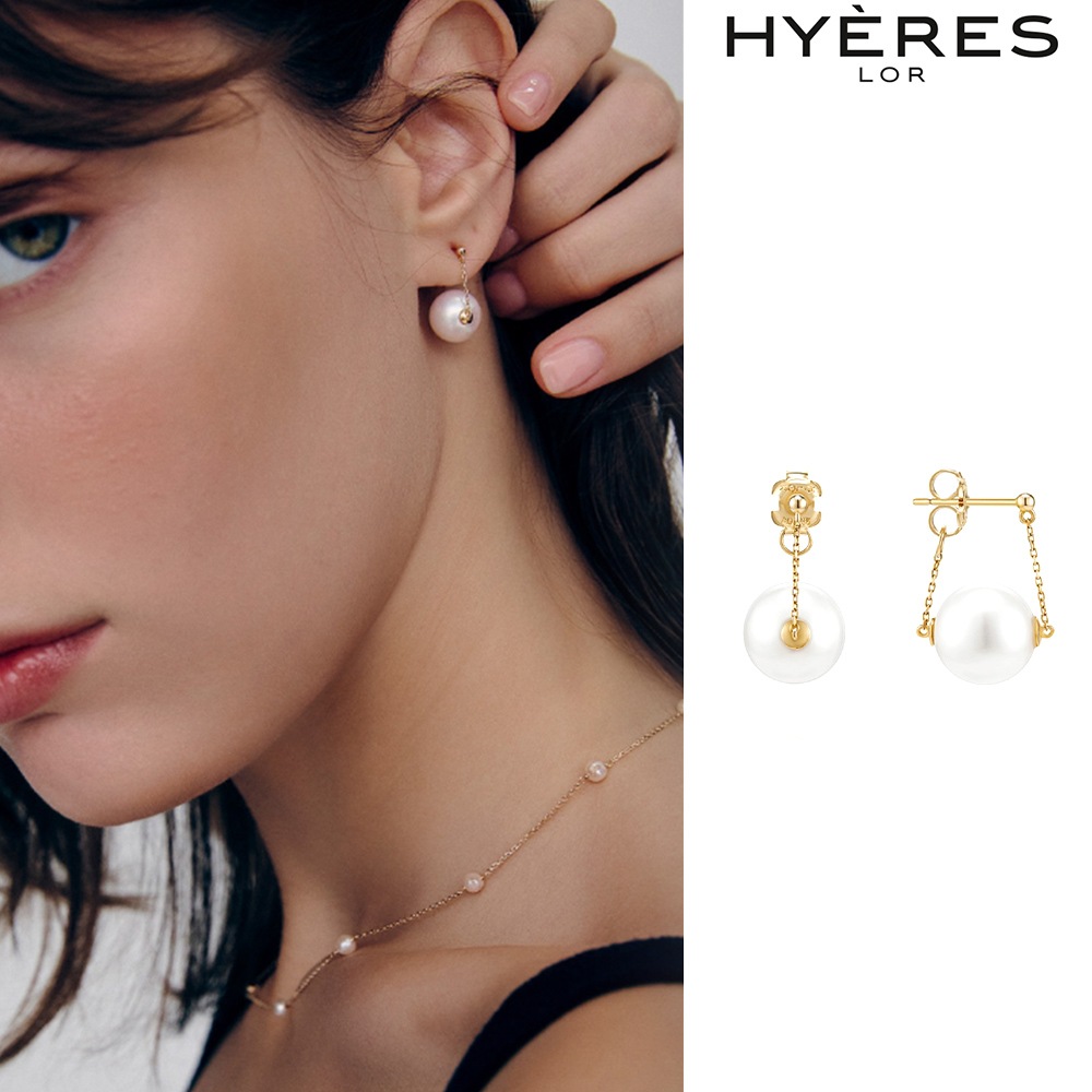 [HYERES LOR] Noailles 14K Pearl Chain Earrings 9mm