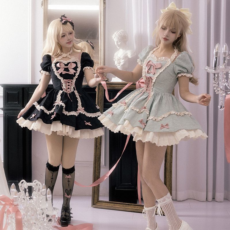 コスム [ロリータop】甘い半袖ツインロリータドレス