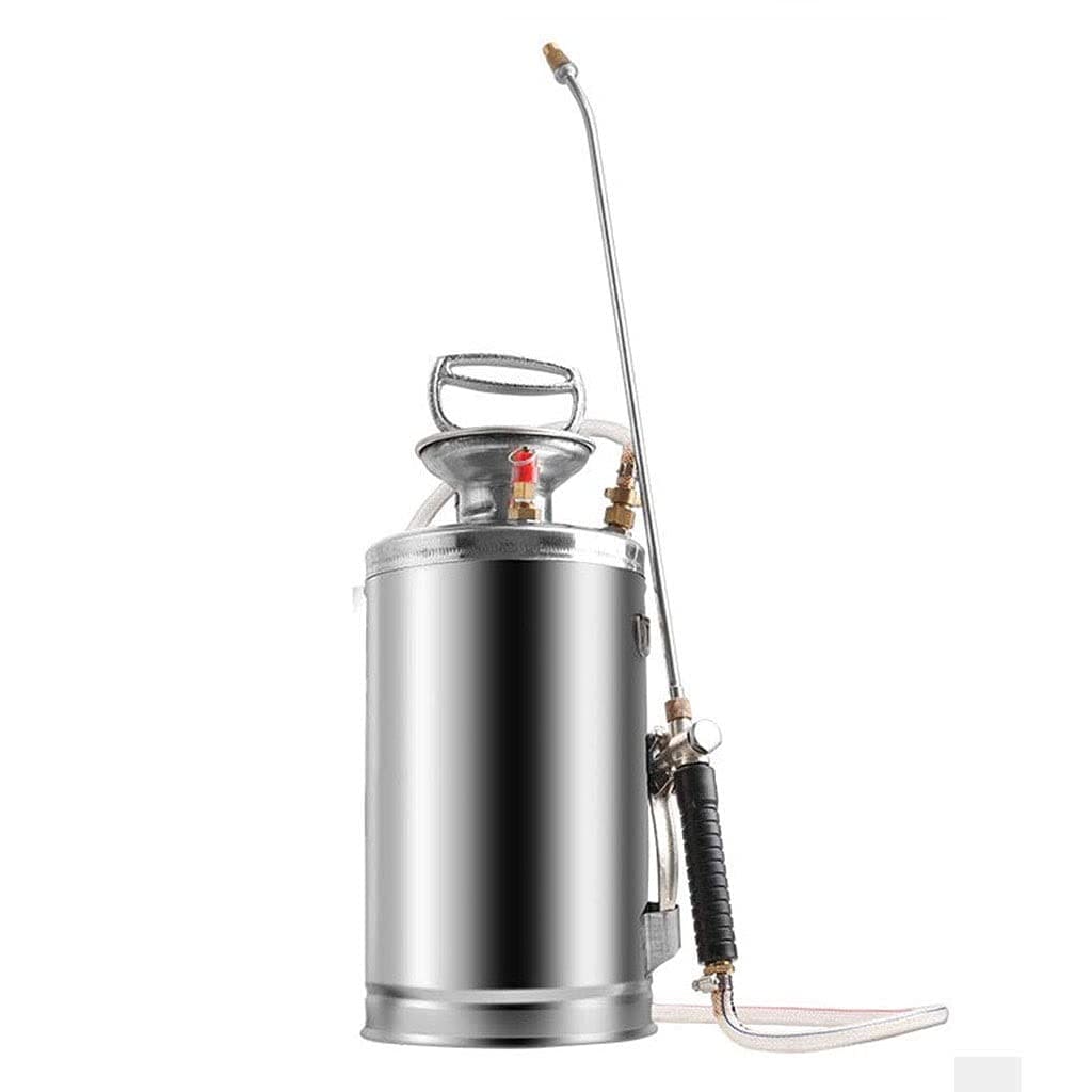 ステンレス鋼圧力噴霧機農業スチールハンドポンプスプレーボトル家庭菜園とグランド洗浄に使用スプレーボトル多機能衛生清掃用具を散水 (Color : Silver Size : 8L)