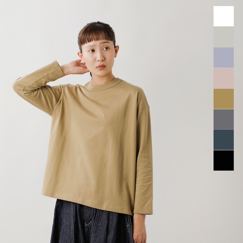 トラバイユマニュアル コットン クラシック天竺 クルーネック ロングスリーブ バインダー シャツ - レディース