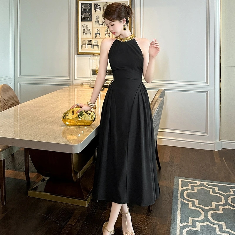 イブニングドレス ホルターネック パーティードレス 演奏会用ドレス ひらひら ロングドレス キラキラ 発表会 謝恩会 卒業式 ピアノ 体型カバー 個性的 披露宴 お呼ばれ