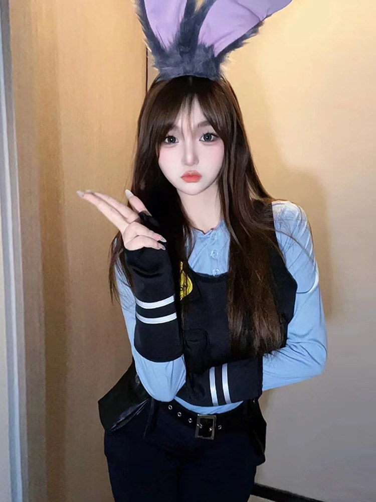 ウサギ警察官服大人用ジュディコス服ズートピアコミコンスーツドレスコスチューム女性