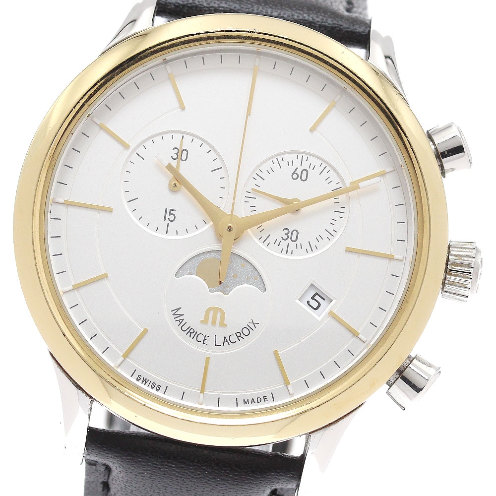 モーリスラクロア MAURICE LACROIX LC1148 レ・クラシック クロノグラフ ムーンフェイズ クォーツ メンズ _942628【中古】