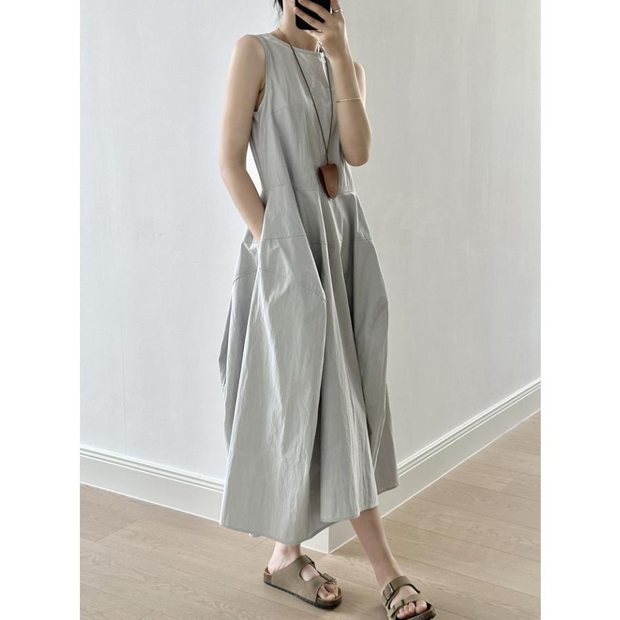 レディース キャミワンピース ワンピース ボトムス デニム ワンピース 春 秋 フェミニン きれいめ Aライン ジャンスカ 大人 ノースリーブ 無地