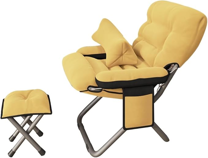 リクライニングチェア高級キャンプチェアフィッシングチェアフットレスト付きレイジーソファオフィスゲームチェア折りたたみシングルソファビーチチェアコンピュータチェア寝室バルコニーリビングルーム用 (