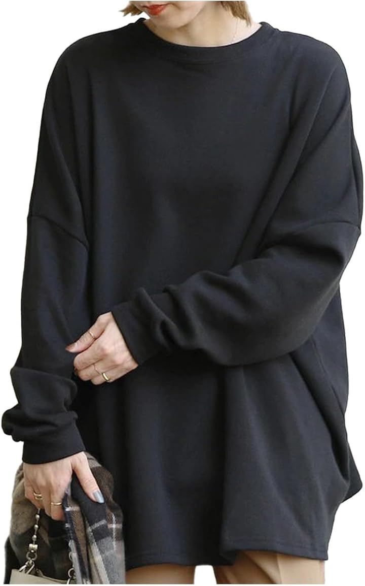 トレーナー レディース パーカー スウェット 裏起毛 冬服 かわいい 韓国ファッション ゆったり 大きいサイズ 暖かい おしゃれ プルオーバー 50代 秋 (裏起毛 ブラック, L)