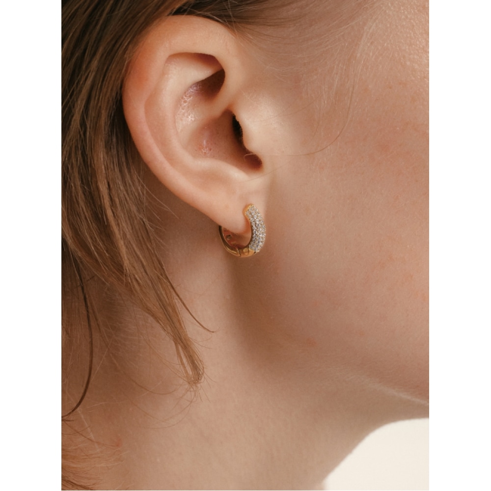 LUNNE シルバー 925 エッジグロー パヴェ ワンタッチピアス #LSE93