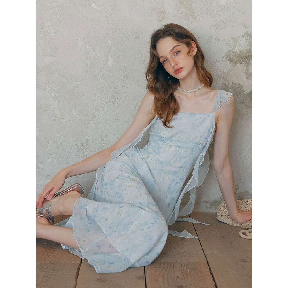 レビジューフィロソフィーLB花柄シフォンノースリーブドレス