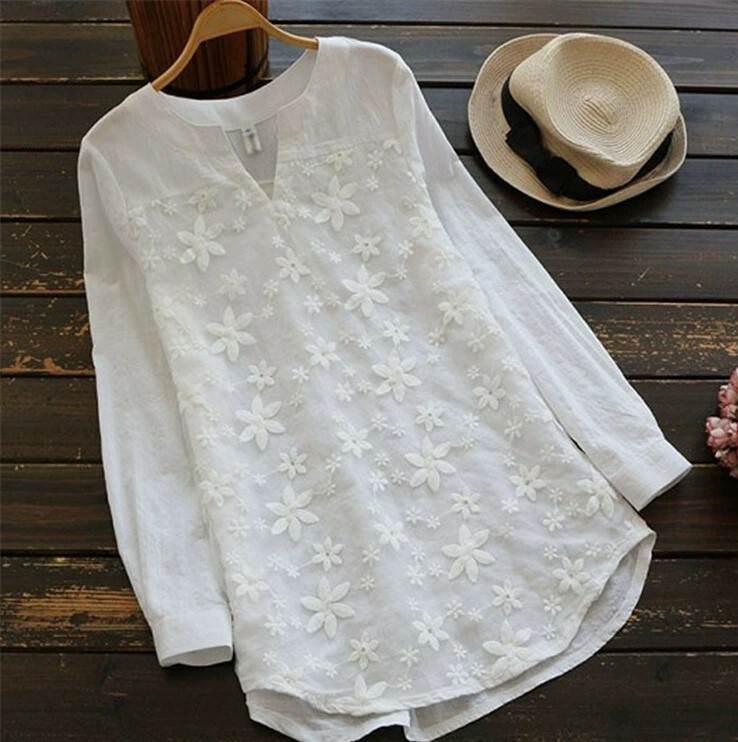 トップス シャツ 長袖 刺繍 花柄 ボートネック ストレート 薄手 かわいい きれいめ シンプル カジュアル 大人 上品 おしゃれ こなれ感 ラフ レディース 体型カバー 白 プルオーバ