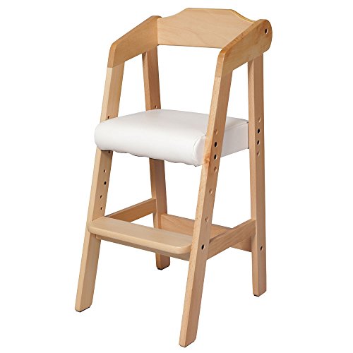 キッズチェア 木製椅子 ハイチェア 3段階調節可能 幅35奥行41高さ78.5cm