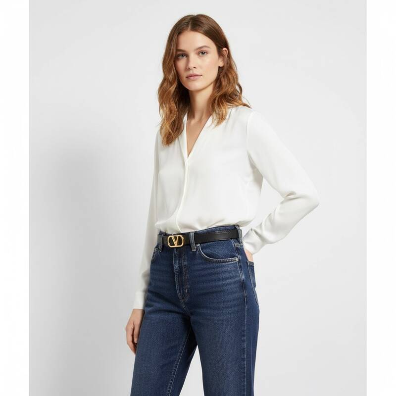 [カード決済で10%オフ]VALENTINO Vロゴ シグネチャー レディースベルト 8W2T0SM7IYR 0NO