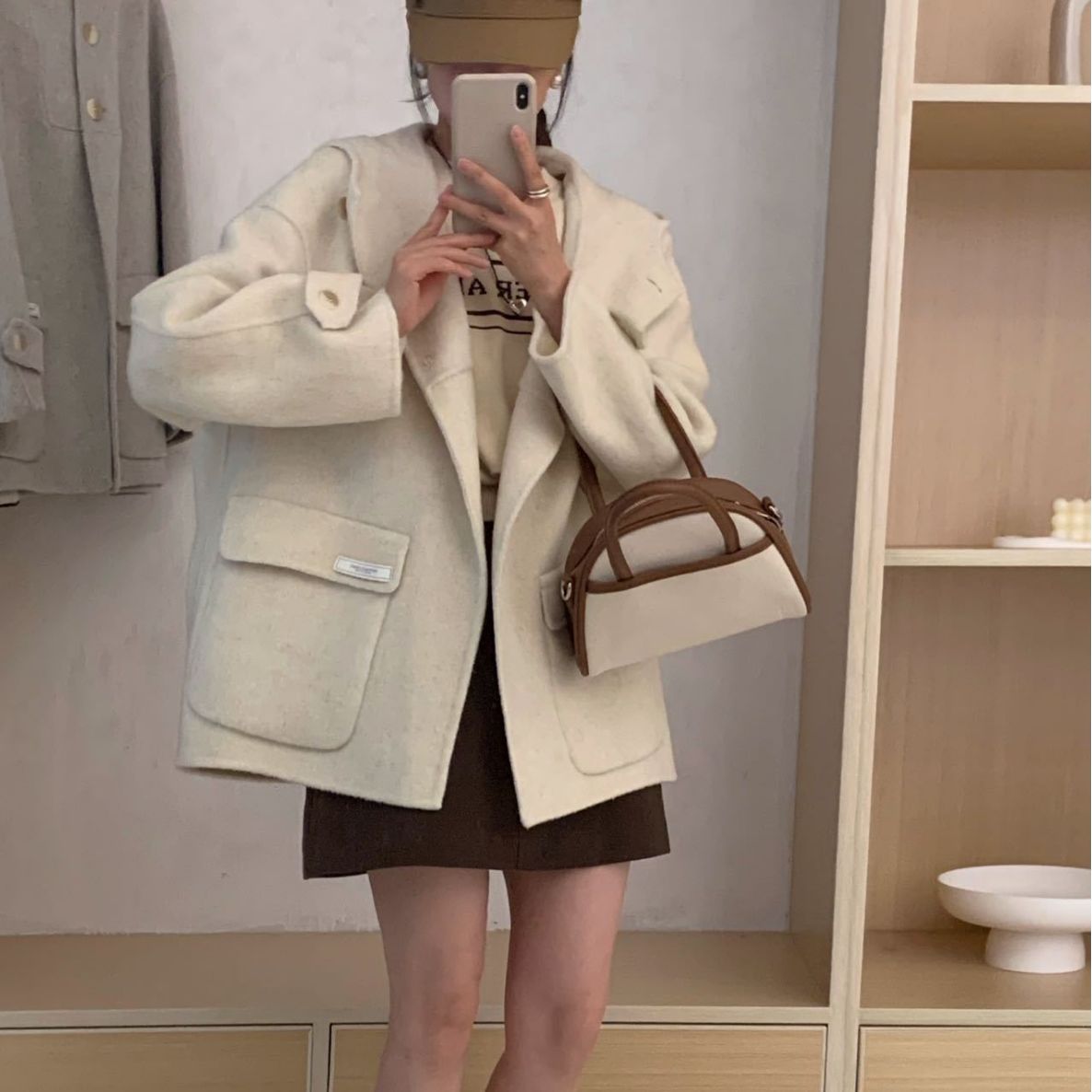 ヨーロッパステーション2025秋冬新作ダブルフェイスウールフード付きコートレディースルーズウールコート（小さめサイズ）