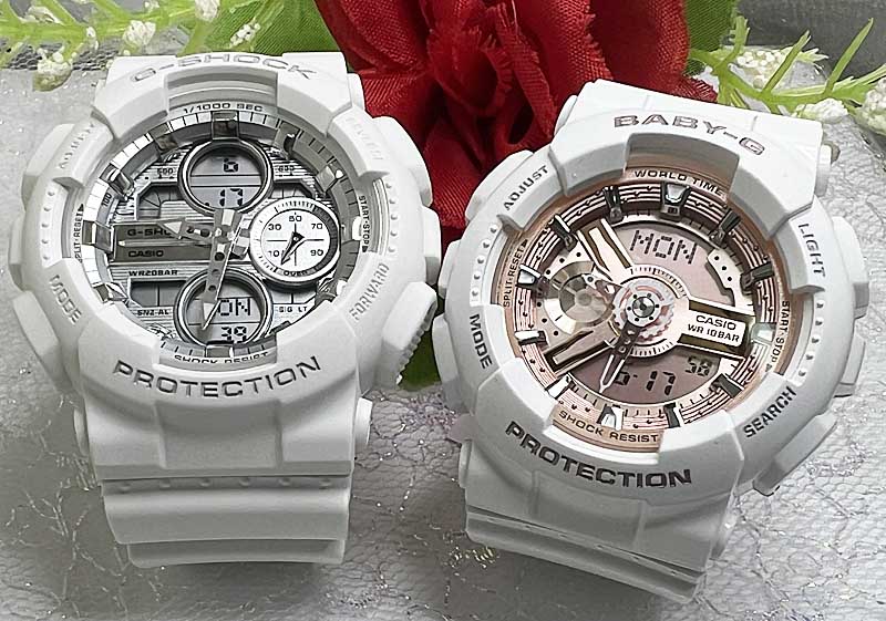 恋人たちのGショック ペアウオッチ gショック 人気 婚約　夫婦 高級　クリスマス プレゼント おすすめ G-SHOCK BABY-G カシオ 2本セット アナデジ GMA-S140VA-7A 23,870円