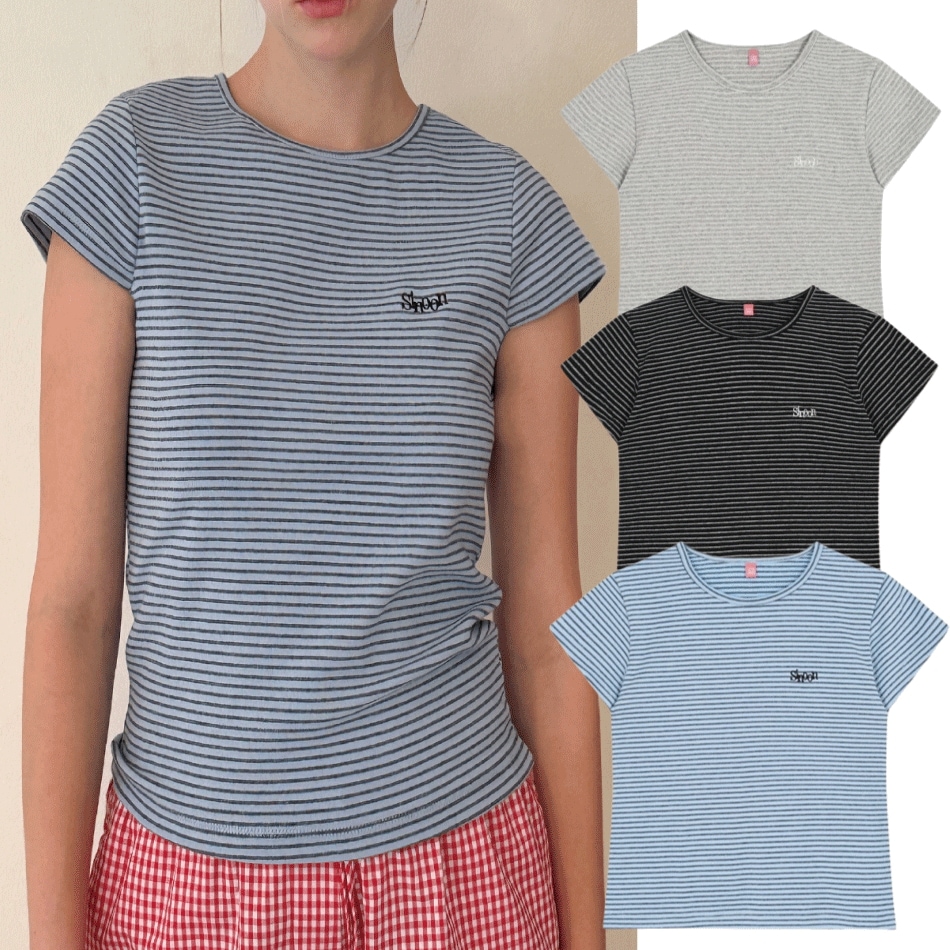 Stripe Cap Sleeve T-shirt (3 COLORS) 6,830円
