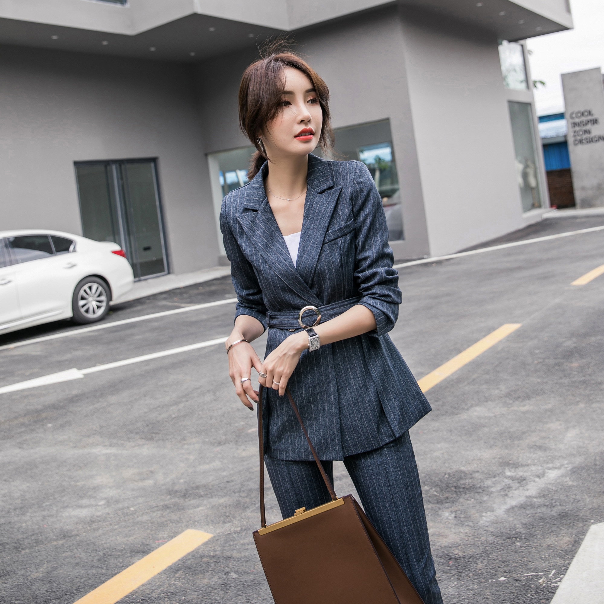 【スーツセット】ジャケット＋９分丈パンツ 2点セット スーツ ストライプ A730