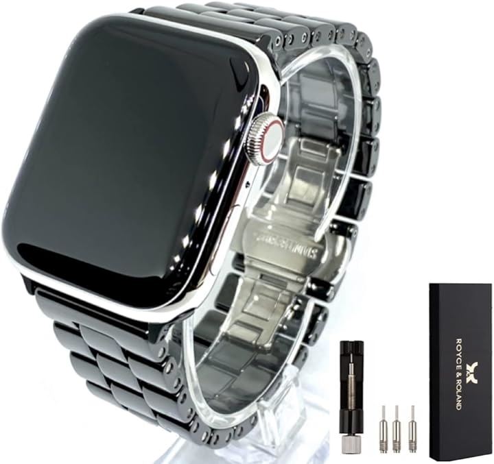 互換品 セラミック バンド Series 10/9/8/7/6/5/4/SE Ultra 3/2/1 対応 交換用 ベルト 工具付属(ブラック, 40mm 41mm 42mm)