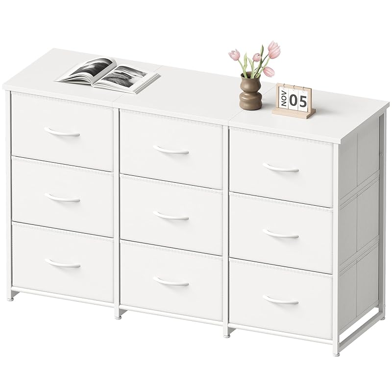 YeTom チェスト タンス 洋服収納 幅120cm 布製引き出し大容量収納 3段9杯 組立簡単 衣類収納 タンス おもちゃ収納 箪笥 本棚 衣装ケース 脱衣所 寝室 リビング 収納 省スペース 収納