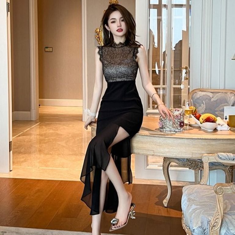 パーティードレス 韓国 プチプラ タイト マーメイド スリット レース 結婚式 二次会 謝恩会 成人式 ワンピース セクシー エレガント キャバ ドレス