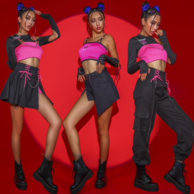 ミニスカート ストリートダンス衣装 セクシー衣装 イベント チアガール ダンス発表会 チーム衣装 ステージ舞台演出服 練習着 ジャズダンス衣装 ヘソ出しトップス ダンスセット ダンス競技 団体服 短パ