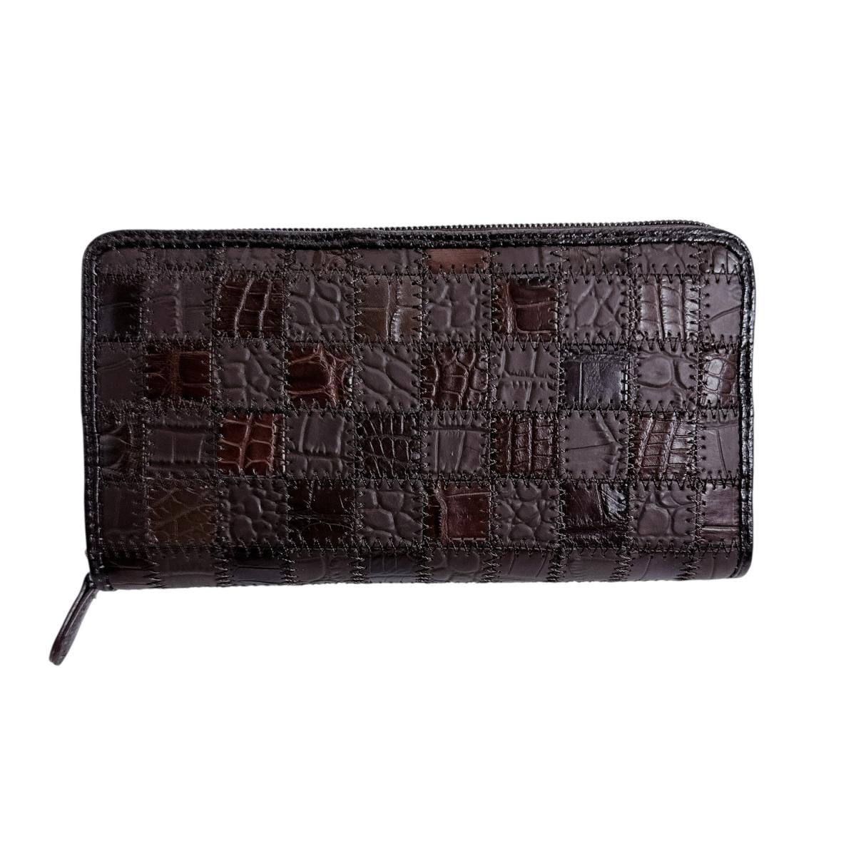 クロコダイルS-541 パッチワーク マット ラウンドファスナー ニコチン