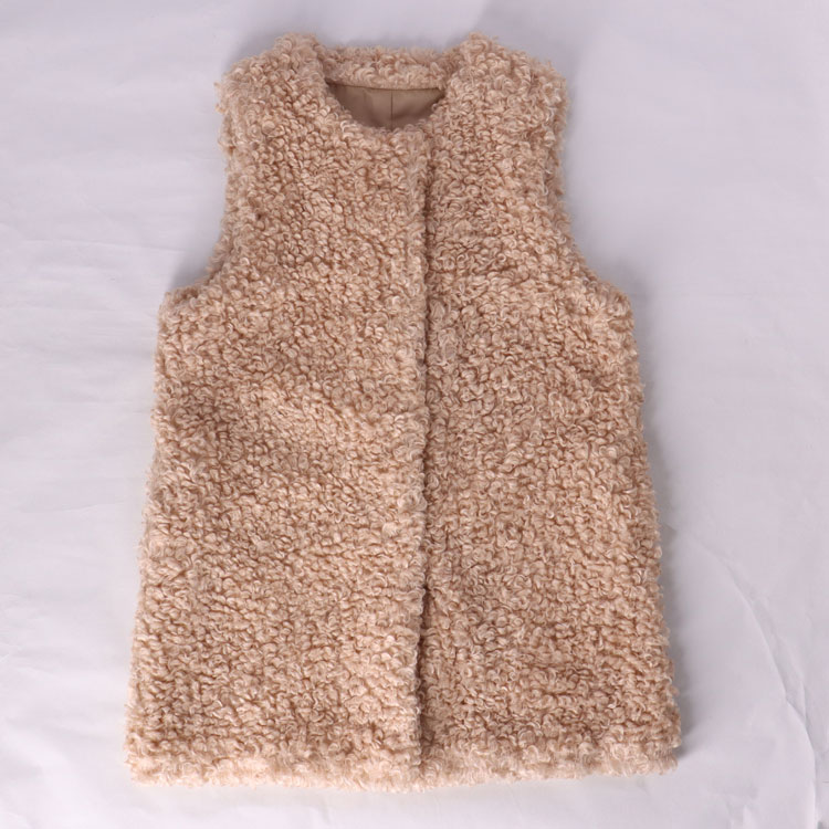 カルガンラム風 エコ ファー ベスト フェイクファー ジレ ピンクベージュ 送料無料 レディース ギフト プレゼント