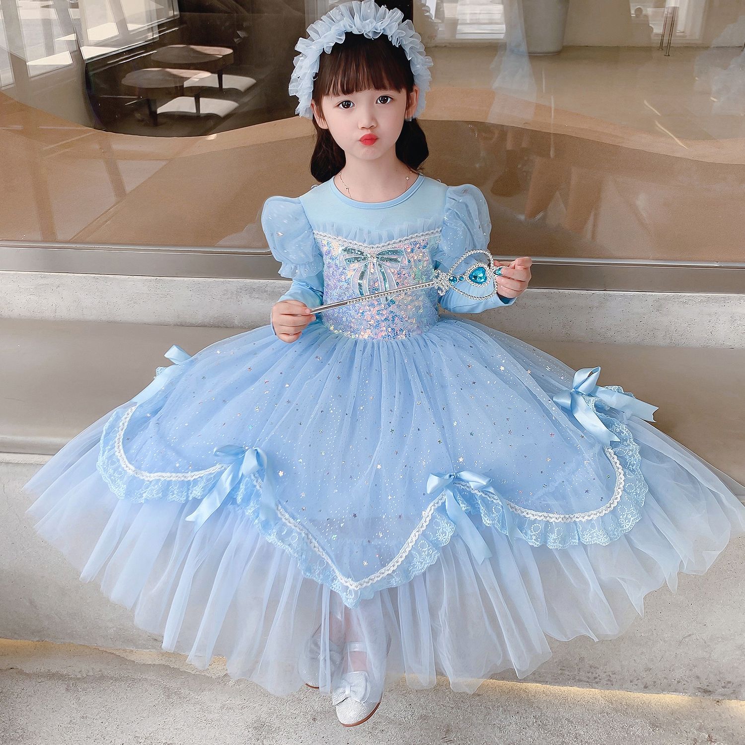 2025新作アナと雪の女王秋のスカートパフスカートファッションドレスハロウィン子供ドレス