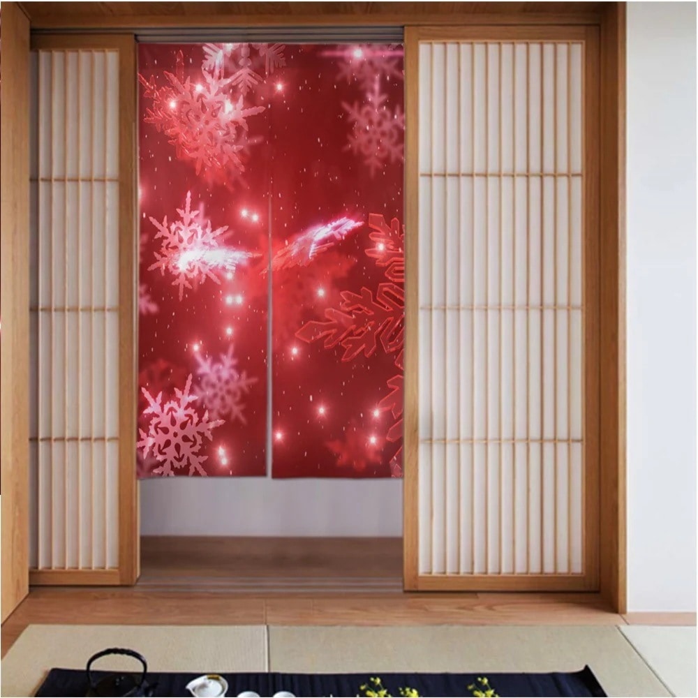 カーテン3456in クリスマス-背景-雪片-壁紙 良いドレープ滑らかでしわになりにくい