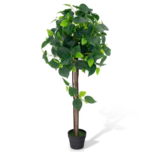 フェイクグリーン 高さ114cm 人工観葉植物 フェイク植物 おしゃれ 鉢植え オフィス リビング 寝室 玄関 廊下 お手入れ簡単 引っ越し祝い (アジサイの葉)