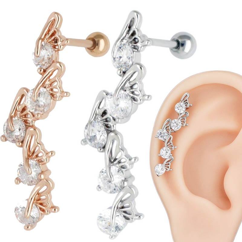 ファイブバタフライ ストレートバーベル 16G 18G ヘリックス ボディピアス ボディーピアス 16ゲージ 18ゲージ 軟骨 耳 メンズ レディース 彼氏 彼女 コンク bb489xxxxxxxx