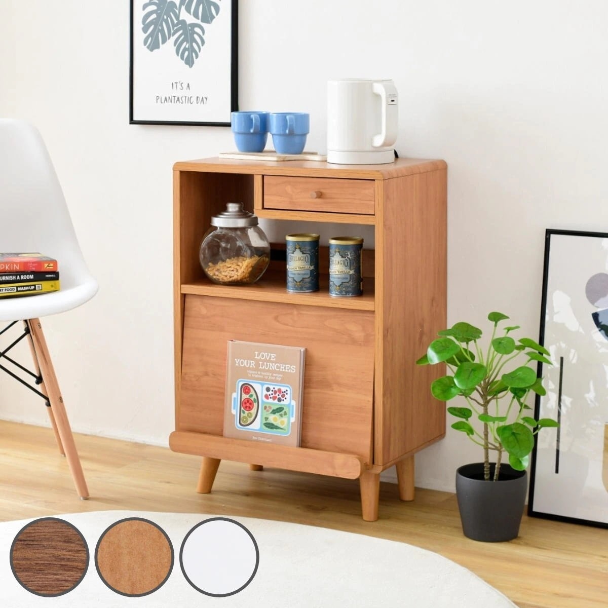 食器棚 コンパクト 引出し フラップ扉付 Pico 幅50cm