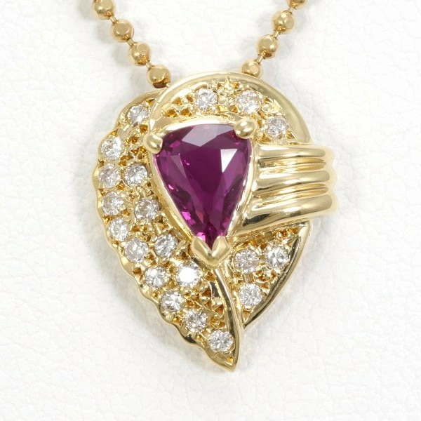 K18 18金 YG ネックレス ルビー 0.65 ダイヤ 0.15 カード鑑別書 中古 56,320円