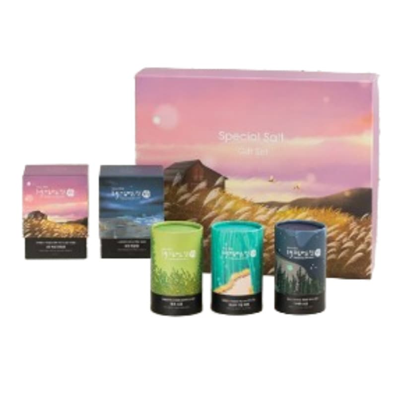 スペシャルセット （土販天日塩450g 3年熟成天日塩450g 含草塩 200g 昆布塩 200g 竹群雲竹塩 200g） (韓国産)