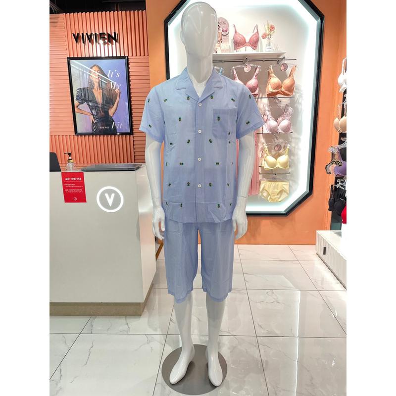 [스타필드고양] 男性先染めパイナップル刺繍3部パジャマ MP8689B