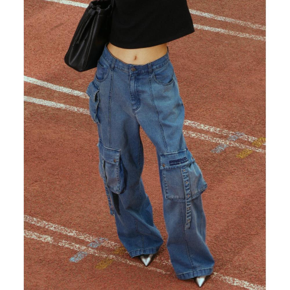 PRENDA DENIM SECTION POCKET CARGO PANTS BLUE DENIM PRTFS