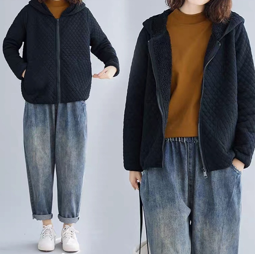 レディース パーカー ブルゾン 上着 長袖 ストリート ファスナー ポケット 前開き キルティング 裏起毛 シンプル カジュアル おしゃれ かっこいい こなれ感 ラフ メンズライク マニッシュ 5,382円