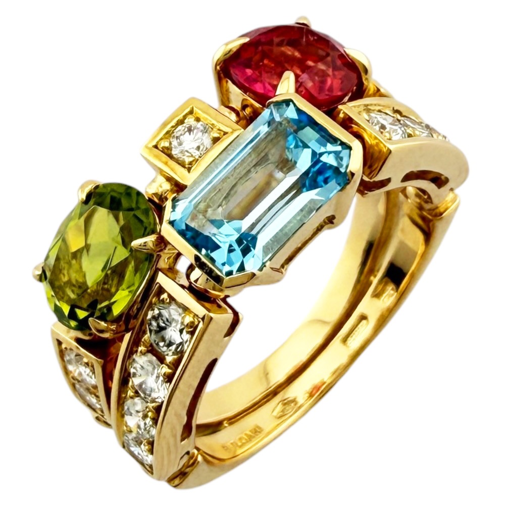 ブルガリ アレグラ リング 指輪 12号 18金 K18イエローゴールド ブルートパーズ BVLGARI 中古 美品