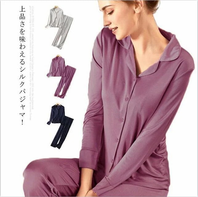 【急速出荷!】シルク パジャマ 上下セット レディース メンズ 絹 長袖 前開き 長ズボン セットアップ ペア カップル ナイトウエア ウエア 寝間着 敏感肌 低刺激 クリスマス 快眠 結婚祝い 誕生
