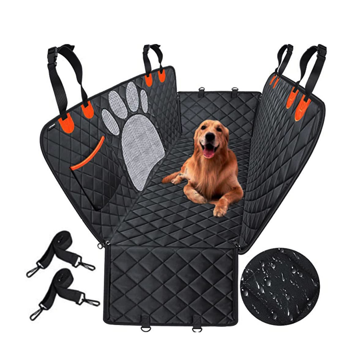 短納期 VOOPH ペット用ドライブシート 車用ペットシート カバー 後部座席 可視メッシュ窓 車シート カーシートカバー長さ調節可能 滑り止め 防水防汚 折り畳み式 洗濯可能 犬 猫用 旅行 お出V