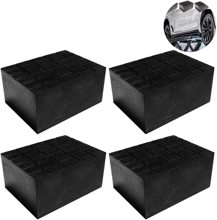 自動車 整備 機械 工具 リフト アップ ゴム ブロック ラバークッション パット ジョッキ ポイント 大判サイズ 4個セット(ブラック)